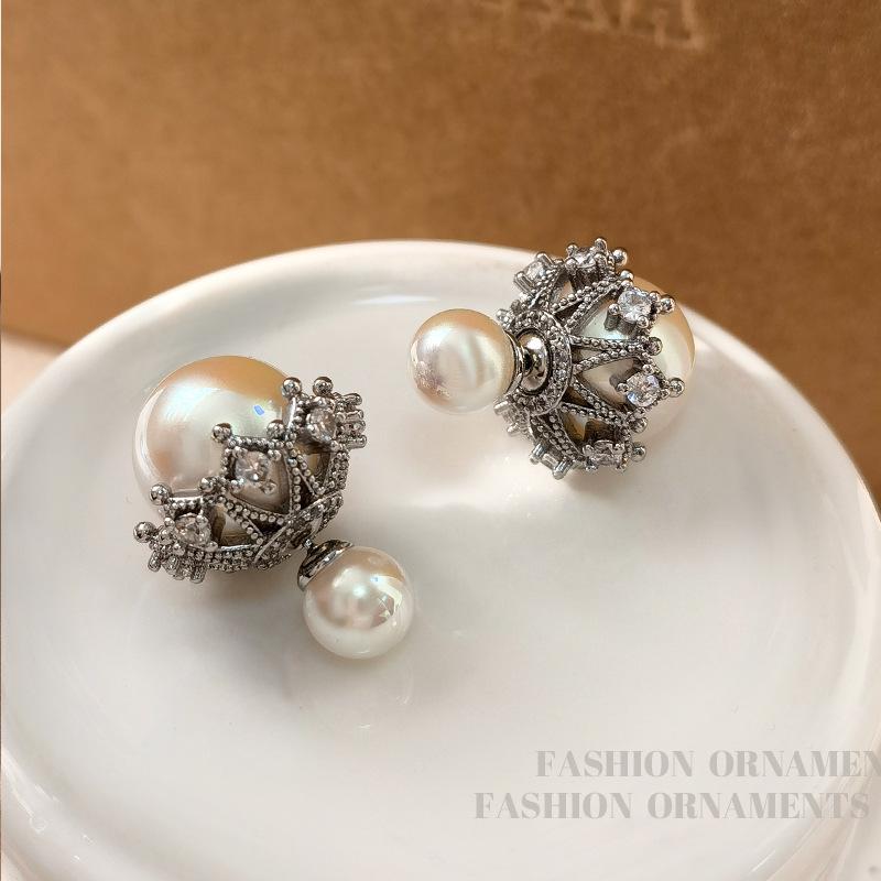 Серьги-пусеты из серебра 925 пробы с ретро французским жемчугом - Универсальные, Элегантные, Нишевый стиль люкс