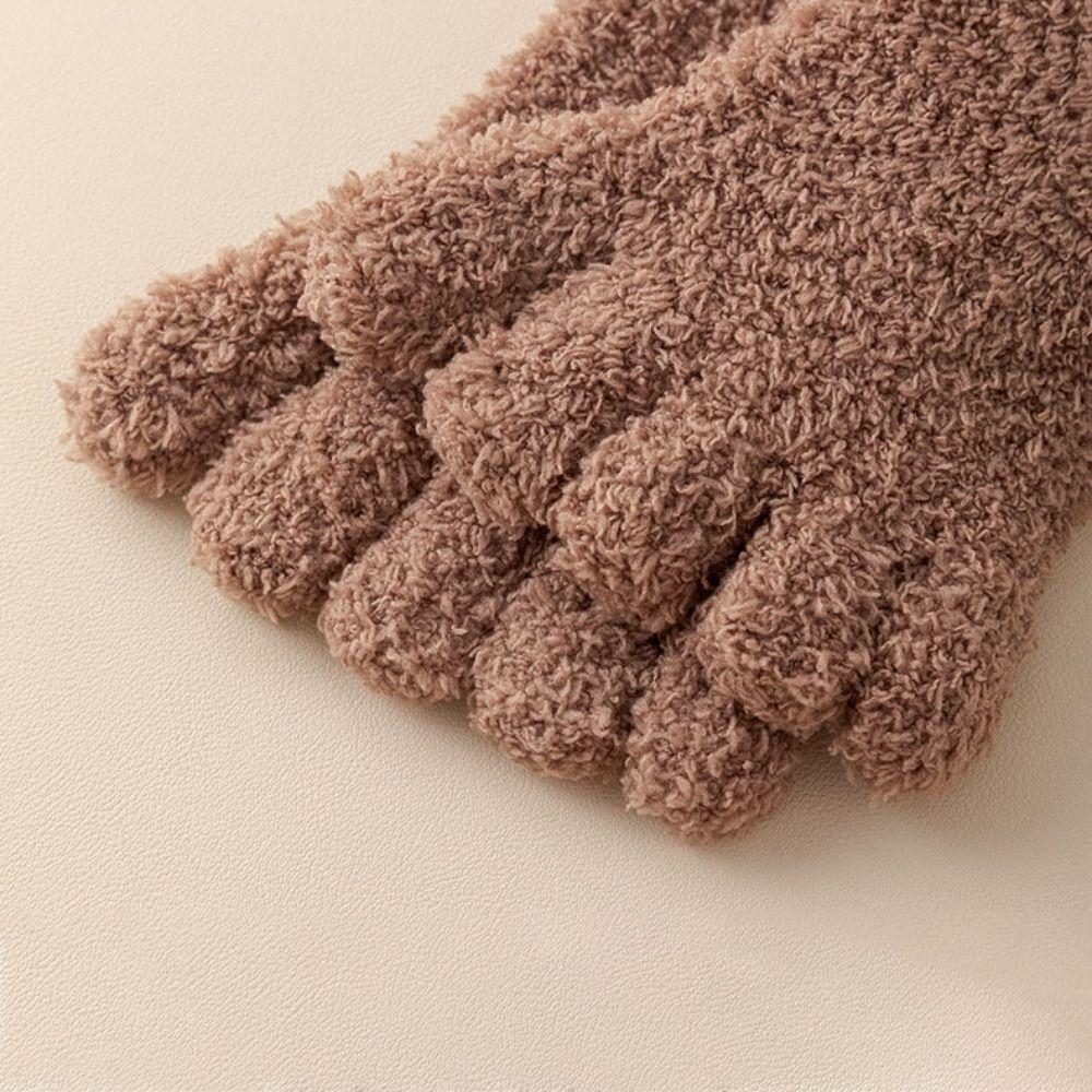 Mid Tube Five Toe Plush Socks Thickened Warm Floor Socks Women Kawaii Five Toe Fleece Socks Winter