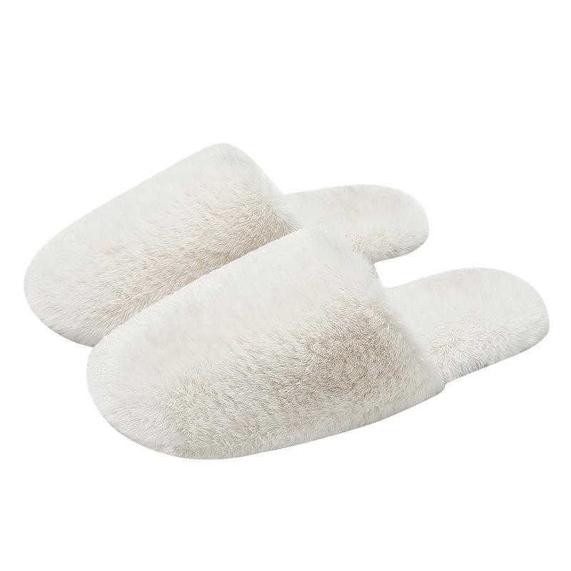 Non-slip Fluffy Slippers Autumn and Winter Indoor Plush Warm Couple Home Soft Bottom Home Cotton Slippers