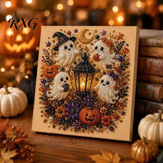 Quirky Halloween Art Projects Ghost Faux Pearl DIY Kit, Spooky 3D Bead Festive Kit Painting Crafts, Gothic Wall for Adults Beginners Creative