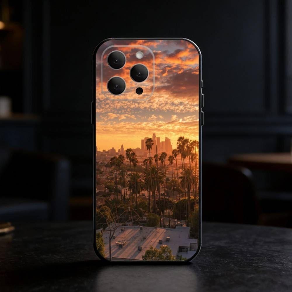 Travel Los Angeles California Phone Case For iPhone 17,16,15,14,13,12,11 Plus,Pro Max,SE4Soft Silicone Black Cover