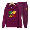 ONE LOVE с принтом, осенне-зимние толстовки + брюки, комплект из двух предметов, женские толстовки, спортивные костюмы, брюки для бега, плотная теплая одежда
