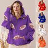 Hooded Sweatshirt for Women Half Zip Oversized Hoodies with Sequin Rugby Print Fall Casual Pullover Tops with Pockets