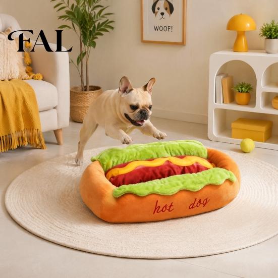 Warm Sleeping Bed for Kittens Hot Dog Bed, Cute Cozy Snuggle Removable Washable Pad, Funny Breathable Pet with Thick Lining Bun Plush Small Dogs Cats
