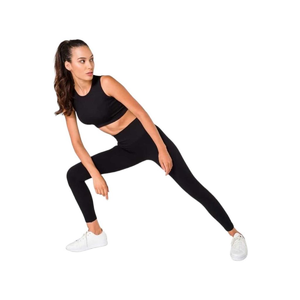 Women's Athlete Fitness Yoga Plates High Waist Tights-crop Ribbed Set 2 Pieces