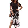Women's Casual Cute Pattern Print Round Neck Midi Dress Basic Classic Outdoor Everyday Short Sleeve Loose Dress
