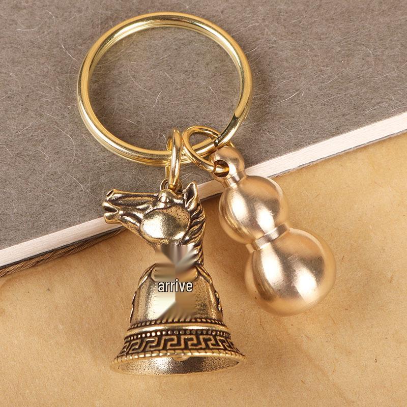 Zodiac Brass Keychain with Copper Bell Pendant - Small Charm Jewelry