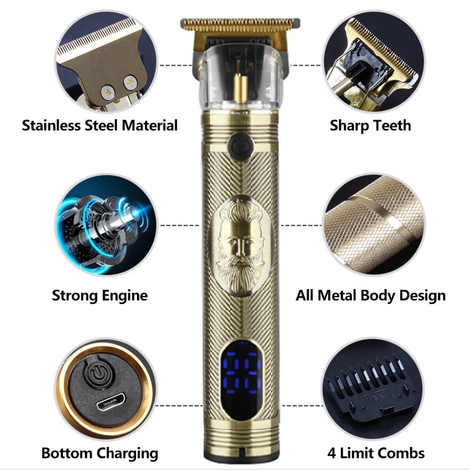 Профессиональный электрический триммер для волос, бритва для самостоятельного использования, встроенный аккумулятор, зарядка через USB, домашний салонный стиль, усовершенствованная стрижка волос