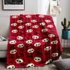Skull and Bat Pattern on Red Flannel blanket for bedroom, living room, sofa, and nap