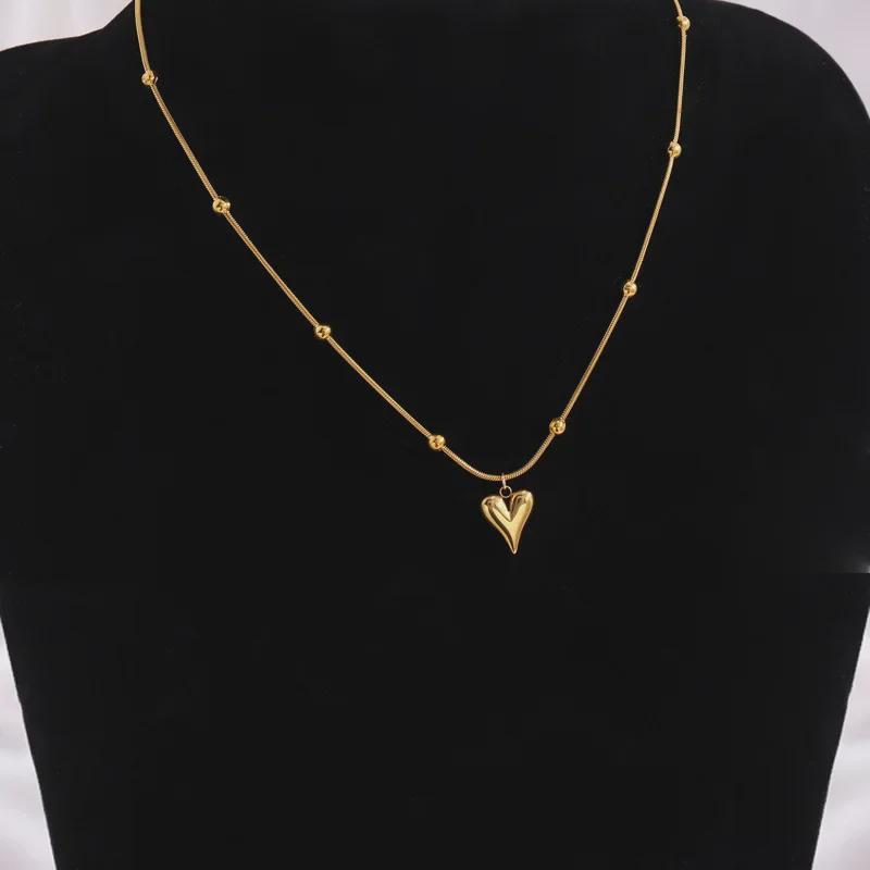 Женское высококачественное ожерелье из нержавеющей стали с бусинами Love и цепочкой-змейкой - европейская и американская мода 