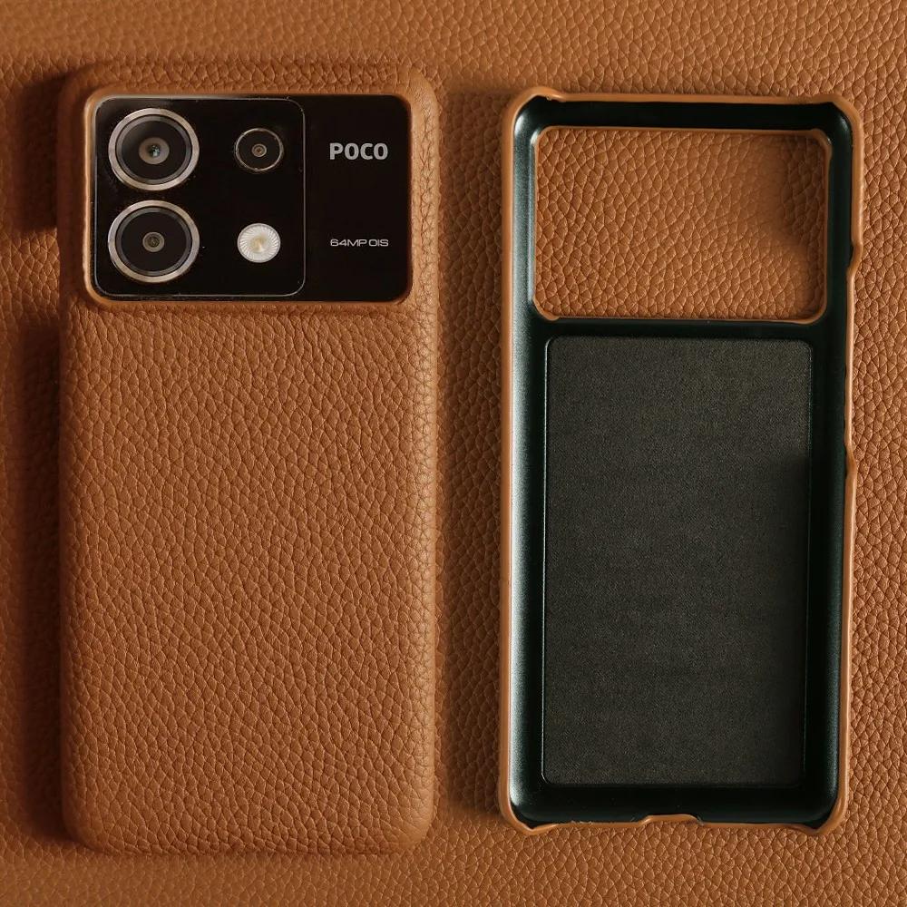 For POCO F8 Ultra Case Business Genuine Leather Cover For Poco F7Pro POCO X6 M5 M6Pro X4Pro F2Pro Back Coque Shockproof Fundas
