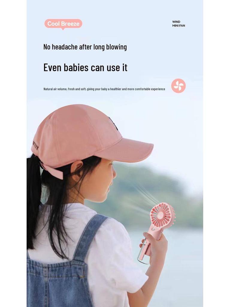 F3 Portable USB Rechargeable Mini Fan: Handheld, Desktop, Hydrating Spray – Perfect for School or Dorm Gifts