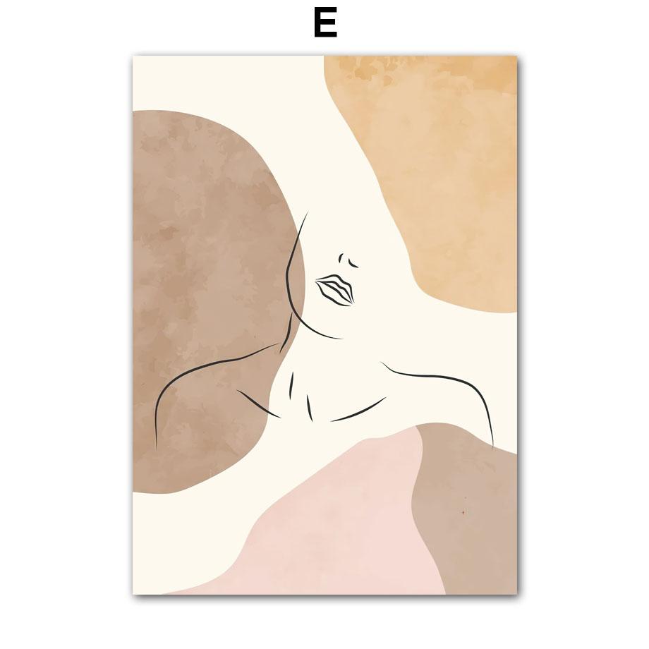 Настенное искусство, акварельная линия, цветочная девушка, тело, лицо, холст, картина, минимализм, домашний постер, украшение для гостиной, принты, фотографии