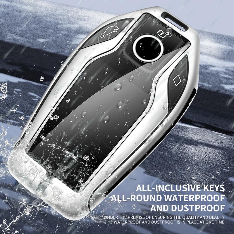 Leather LED Display Car Key Case Cover For Bmw 1 3 5 7 Series X1 X3 X5 X6 X7 F30 G20 F34 G01 F15 G05 I3 M4 Series Auto Accessory