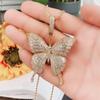 New Luxury Gold Color Butterfly Necklace for Women Micro Paved Stone Long Chain Necklace Party Fashion Jewelry Fancy Gift