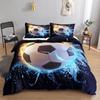Football Duvet Cover Set 3D Football With Fire Teen Bedding Sets Boys Sports Twin Double Queen King Size Polyester Qulit Cover