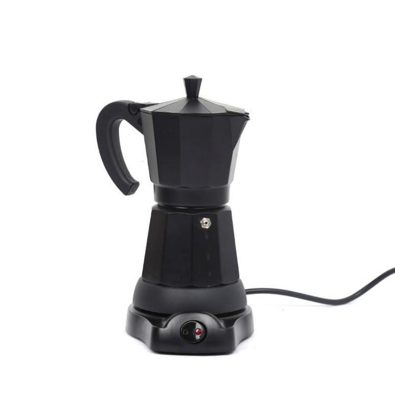 All Aluminum Black Electric Mocha Pot Italian Espresso Coffee Cooker Household Portable Fast Heating Electric Coffee Pot
