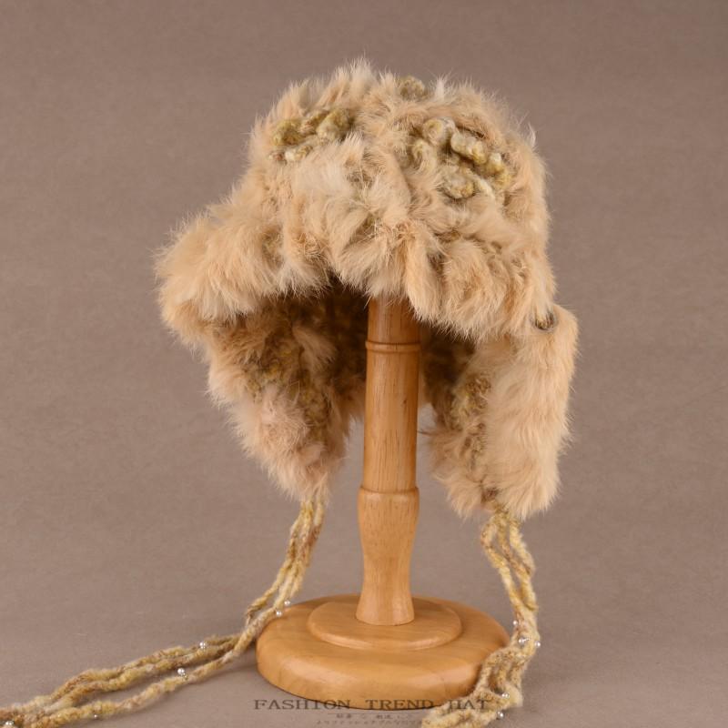 Womens Knit Lion Dance Hat Faux Fur Cloud Warm Earflap Winter Cute Tassel Snow Cap