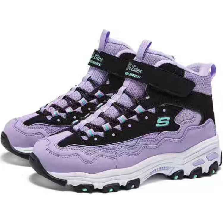 Skechers Детские сетчатые удобные универсальные нескользящие теплые ботинки Детские ботинки Фиолетовый Черный 303952L-BKLV