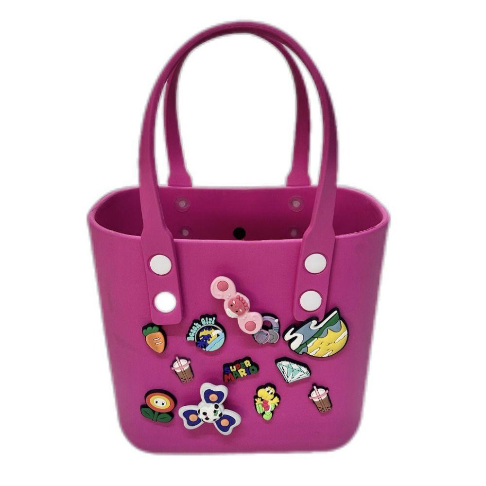 Durable Rubber Beach Bag Mini DIY Hole Crossbody Bag Waterproof Handbag Women