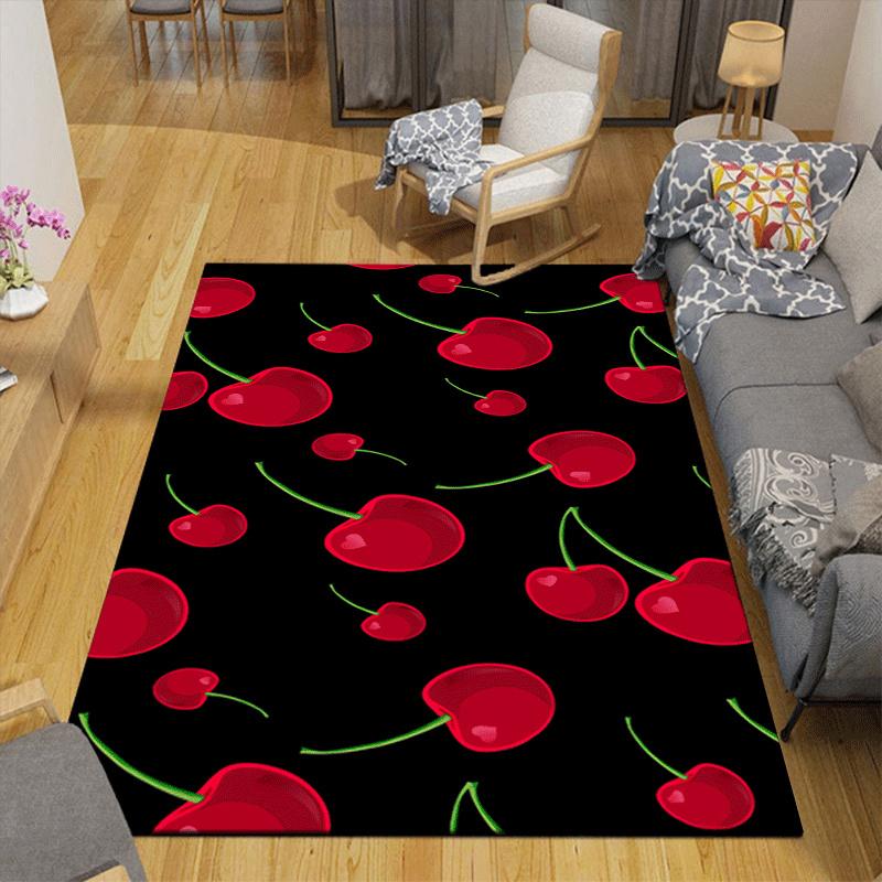 1pc Cherry Pattern Area Rug, Anti slip Non Shedding Stain Resistant Carpet