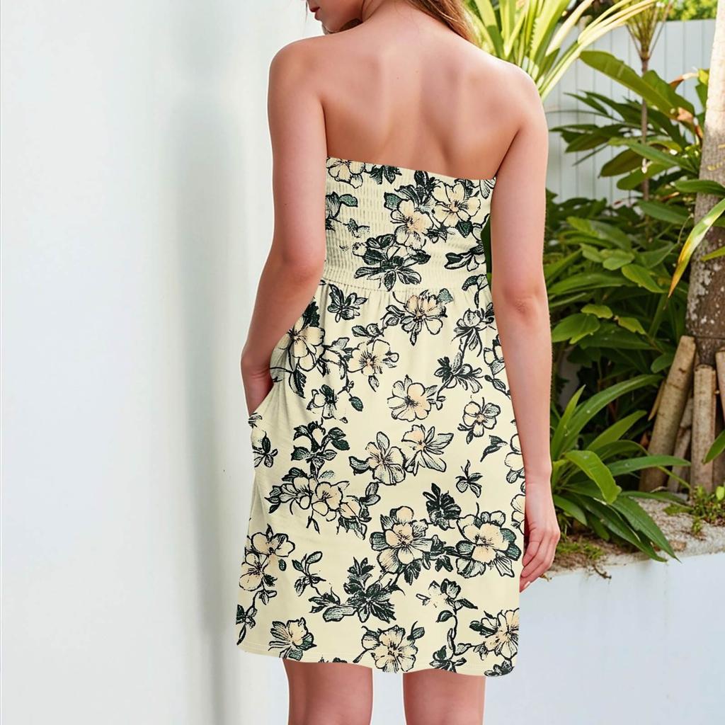 Модное женское повседневное платье-труба без рукавов с цветочным принтом