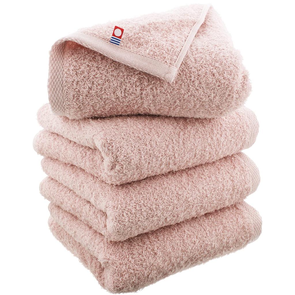 Imabari Factory Imabari Towel Certified Face Towels, Made In Japan, Smoky Pink, Approx. 80 X 34 Cm, Set of 4