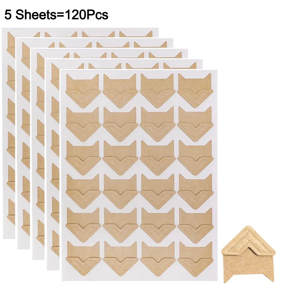 120/24Pc Photo Corners Stickers Diy Vintage Corner Kraft Paper Stickers For Photo Album Frame Decoration Scrapbooking Picture