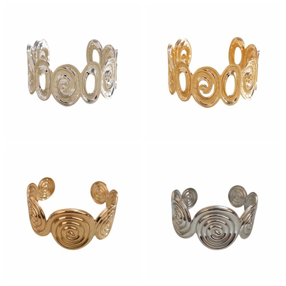 Metal Cuff Bangle Bracelet Non-Fading Women Wristband Fancy Spiral Arm Bracelet Party