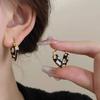 New Vintage Enamel Color Metal Texture Heart Hoop Earrings For Women Trendy Gold Plated Statement Ear Buckle Creative Jewelry