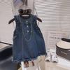 Лето-весна для девочек Bear Leader Fungus Edge однотонное классическое джинсовое платье-жилет без рукавов на трех пуговицах