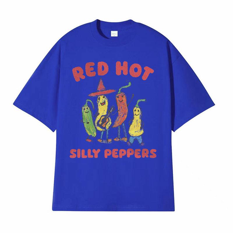 Red Hot Silly Peppers Funny Meme T Shirts Men Women Vintage High Quality Tops Tshirts Male Summer Casual Cozy Oversized Tshirt