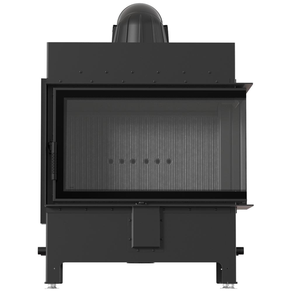 KRATKI LUCY Right Side Air Fireplace Insert 14 kW Ø200 BLACK Installation Kit