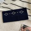 Knit Hair Accessories Versatile Metal Rivet Hairband Elastic Wide Headband Y2k Fashion Hairband For Dating Work Travel