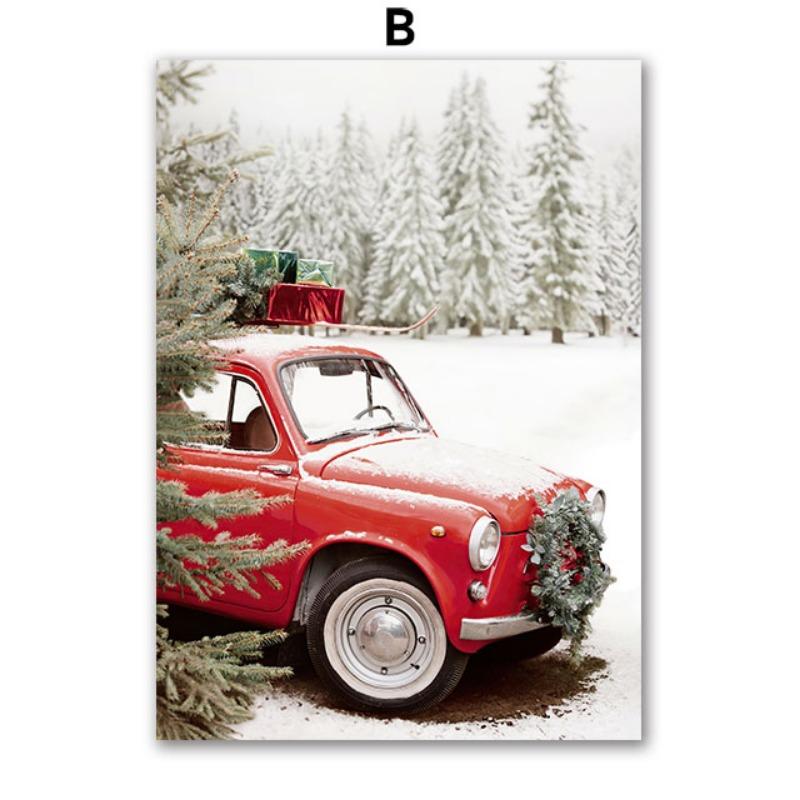 Снежные рождественские печенья Елка Апельсиновый сок Носки Подарок Настенное искусство Холст Живопись Постеры Принты Настенные картины для декора гостиной