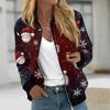 Jackets For Women Long Sleeve Lightweight Zip Up Cropped Fashion Christmas Print Outerwear Casual Quilted Jackets Whith Pockets