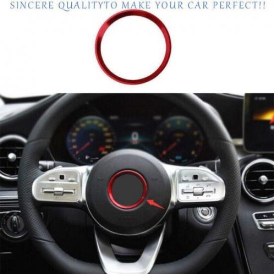 For Mercedes-Benz GLC 2016- Red Alloy Steering Wheel Horn Button Ring Trim