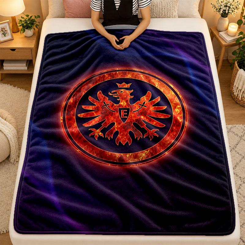 Flannel BlanketEintracht Frankfurt Football Warm Soft Throw Blanket for Indoor Sofa Bed Living Room Use