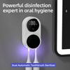 УФ-дезинфицирующее средство для зубных щеток с автоматическим датчиком, цифровым дисплеем, 2 слота, USB-зарядка, настенный держатель для зубных щеток для ванной комнаты, электрический очиститель для зубных щеток