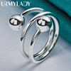 925 Sterling Silver Double Round Head Ring Fashion Charm Jewelry MR003