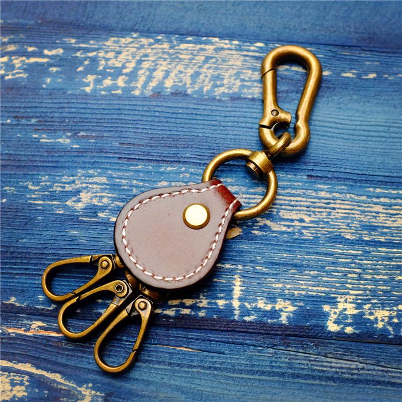 Ретро креативный кожаный брелок с логотипом и металлическими вставками