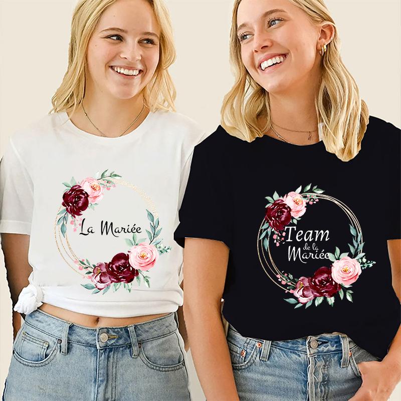 Футболка Team Future Bride с цветочным венком Девичник Свадьба Невеста Девушки Одиночество Прощай Топы