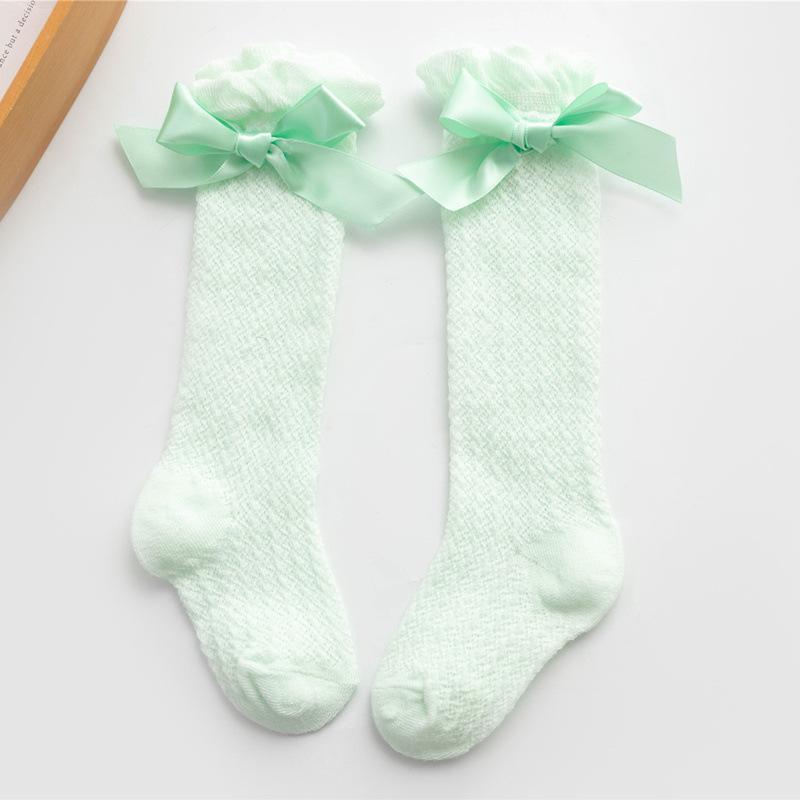 baby summer socks for newborn long socks set white mesh ruffle cotton soft long new born socks with bow princess birthday gift