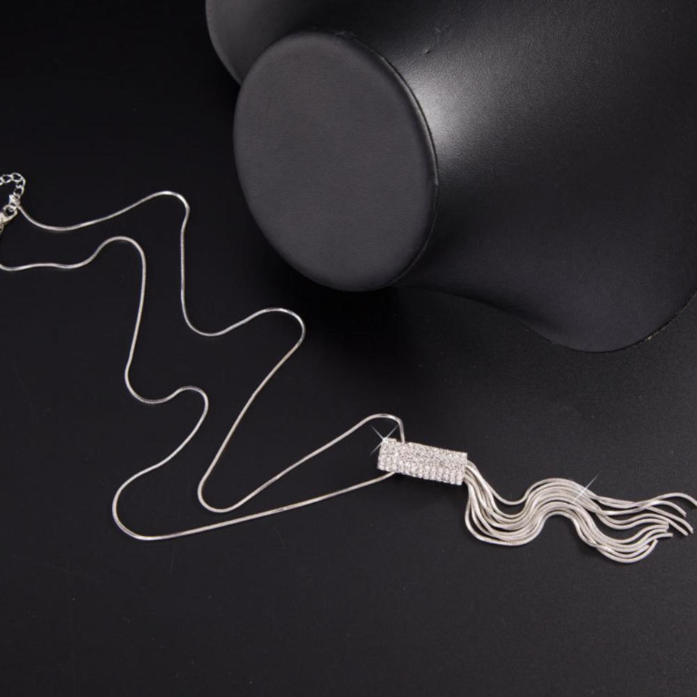 Женское ожерелье на длинной цепочке, с цирконами