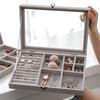New Velvet Glass Ring Earring Jewelry Display Organizer Box Tray Holder Storage Case Amagi