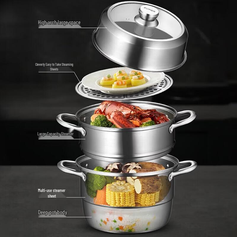 SUPOR 3-Tier 304 Stainless Steel Steamer Pot 28cm