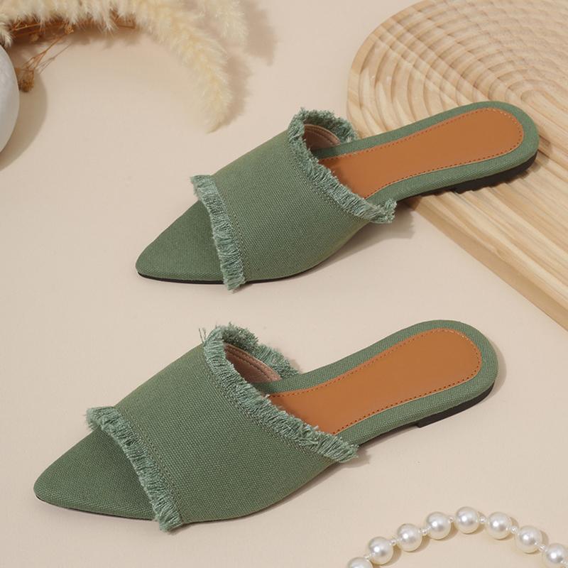 Liyke Летняя мода швейные женские тапочки с кисточками для отдыха на открытом воздухе удобные повседневные мюли на плоской подошве сандалии пляжные шлепанцы обувь Zapatos Mujer