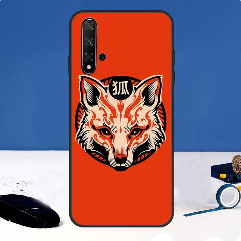 Японский чехол-маска лисы Кицунэ для Huawei Nova 12i 7i 8i 11i 12s 11 9 10 SE Y60 Y61 Y70 Y72 Y73 Y90 Y91 P30 P40 Lite