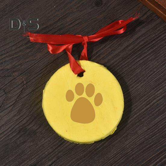 2 Pcs Dog/Cat Paw Print Kit DIY Pet Paw Print Hanging Ornament with Customization Tools And Display Stand Clay Pawprint Keepsake Kit