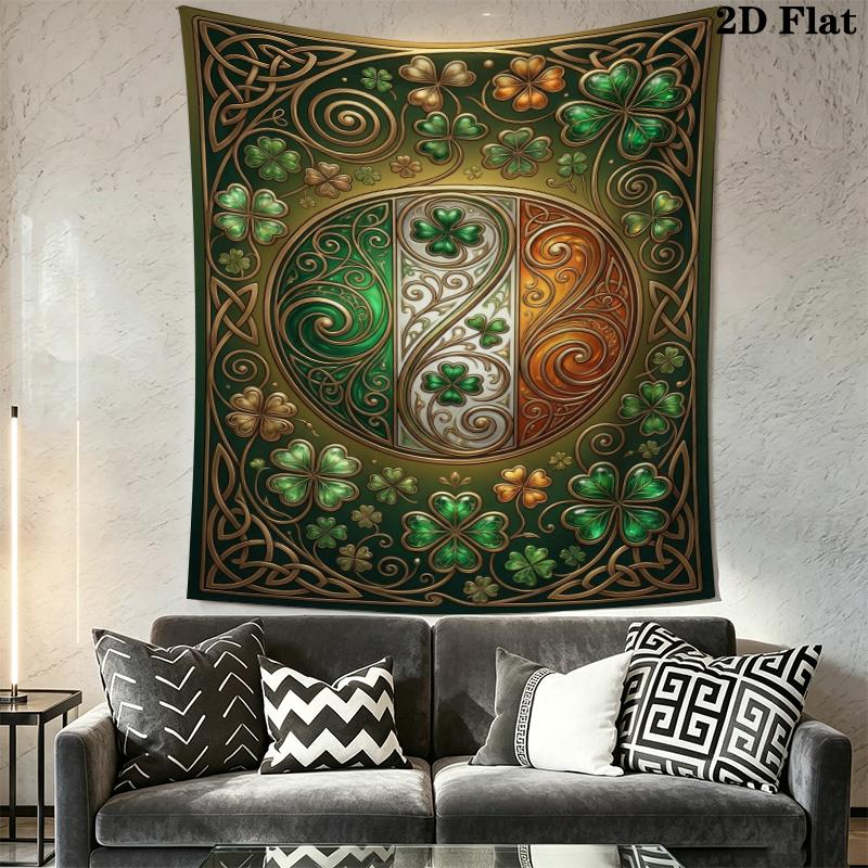 St.Patrick's Day Wall Tapestry Aesthetic Wall Hanging Printed Fabric Blanket Decorative Tapestries for Bedroom Living Room Home Decor